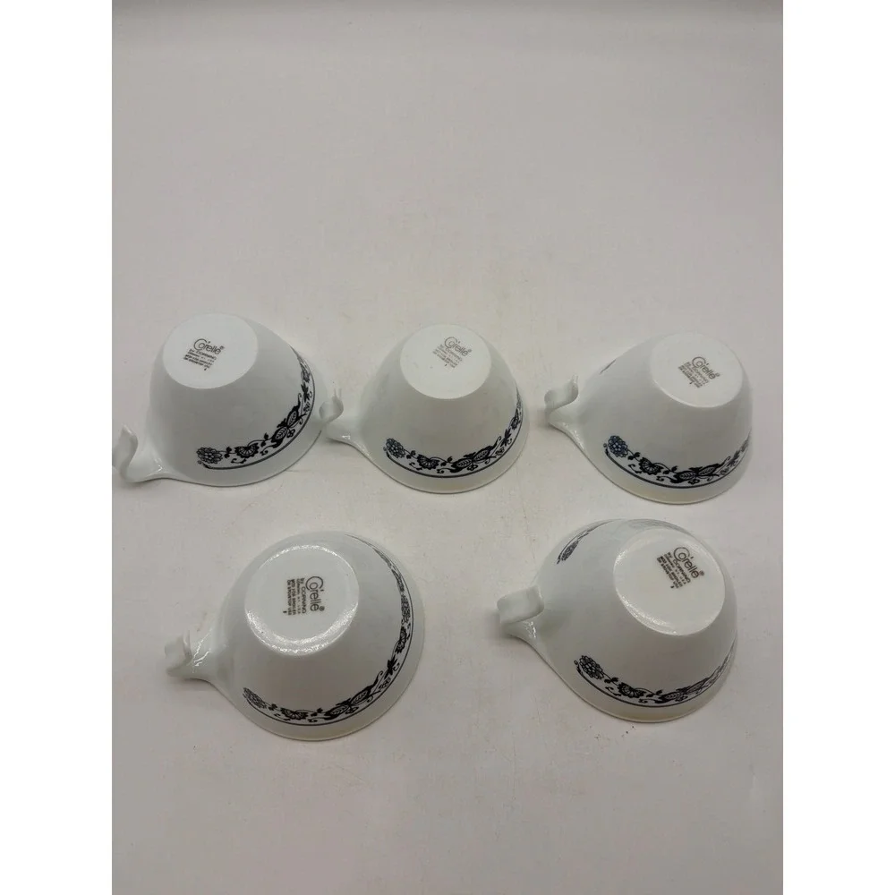 Corelle Corning Ware Hook Handle Coffee Cups Old‎ Town Blue Set of 5 USA
